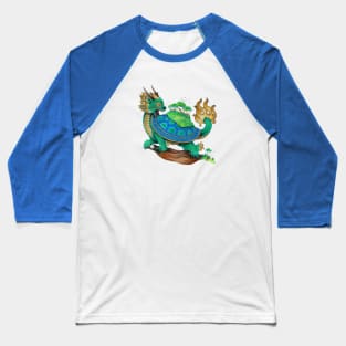 Green Asian Turtle Dragon Baseball T-Shirt